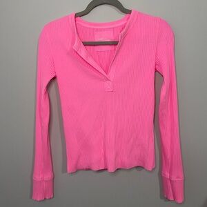 Pink Ribbed Long Sleeve Top